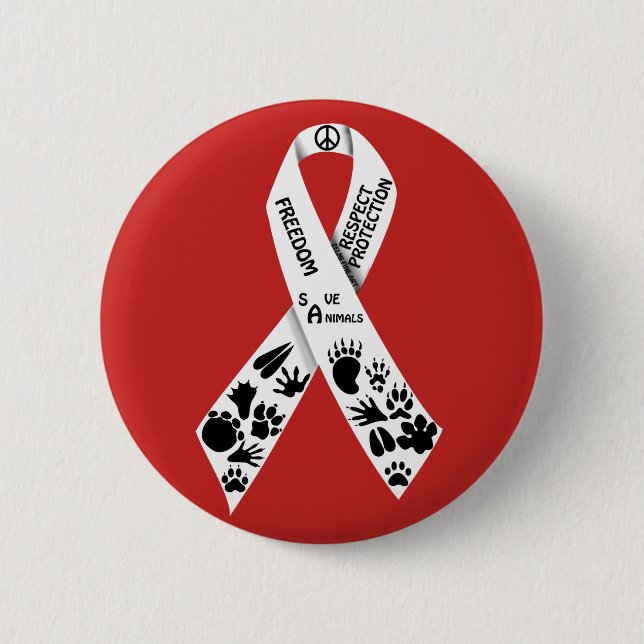 white ribbon 2 inch round button (Front)