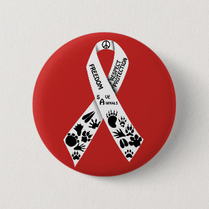 white ribbon 2 inch round button