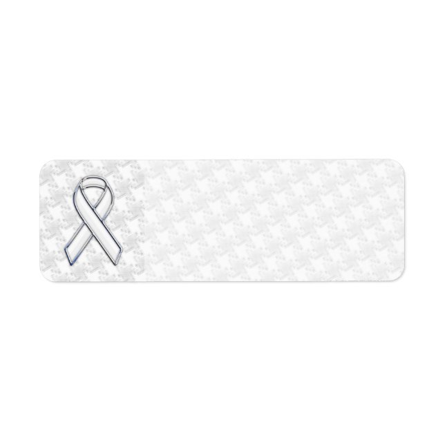 White Ribbon Awareness Applique on Houndstooth (Front)