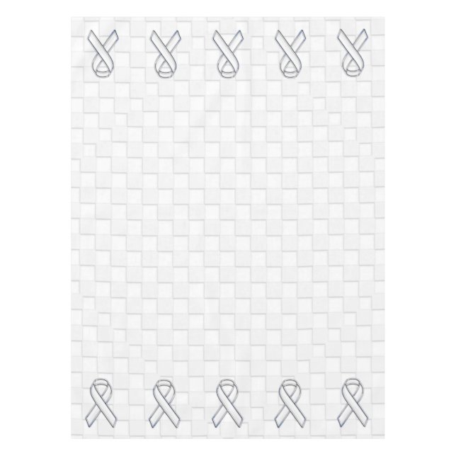 White Ribbon Awareness Checkers Style Tablecloth (Front)
