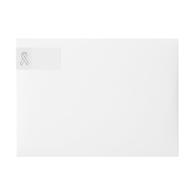 White Ribbon Awareness on Houndstooth Print Wrap Around Label (Front)