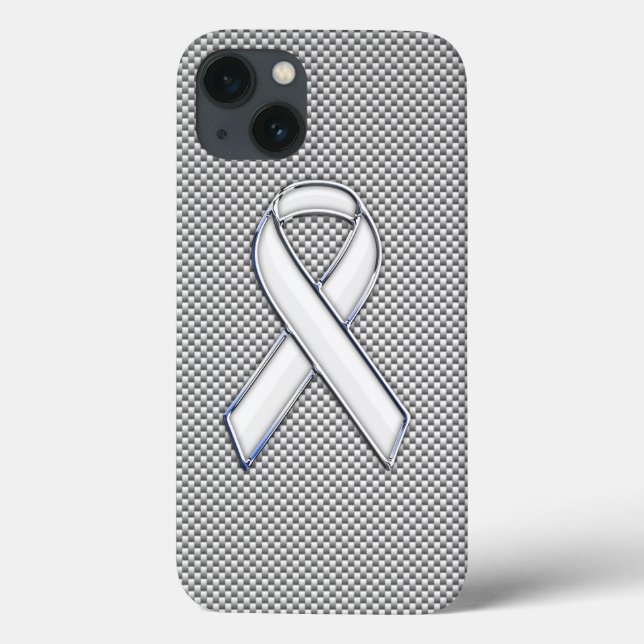 White Ribbon Awareness White Carbon Fibre Print Case-Mate iPhone Case (Back)