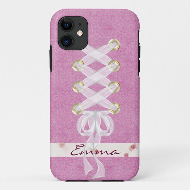 White Ribbon Corset Case-Mate iPhone Case (Back)