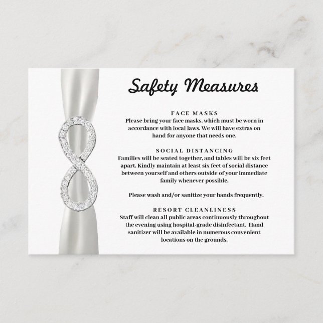 White Ribbon Diamond Infinity Safety Measures Enclosure Card (Front)