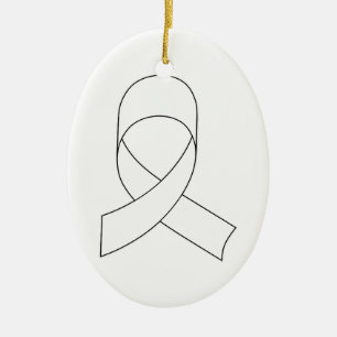 White Ribbon Drawing Ceramic Ornament