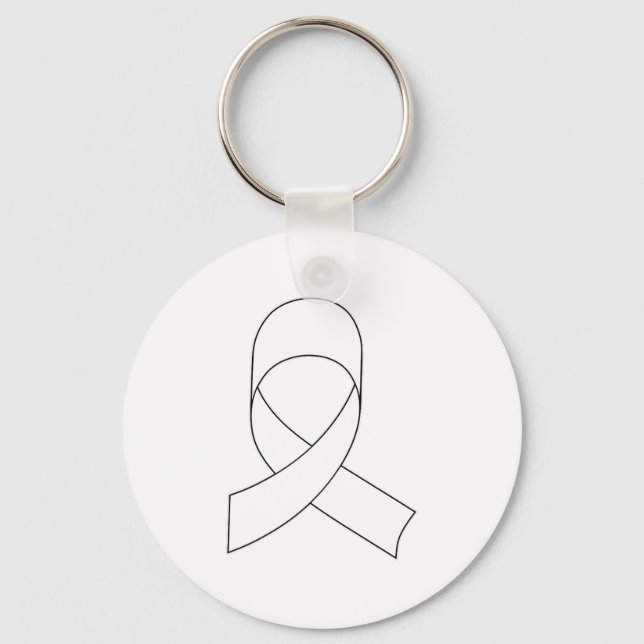White Ribbon Drawing Keychain (Front)