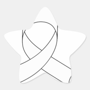 White Ribbon Drawing Star Sticker