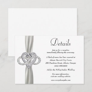 White Ribbon Infinity Heart Wedding Details Enclosure Card