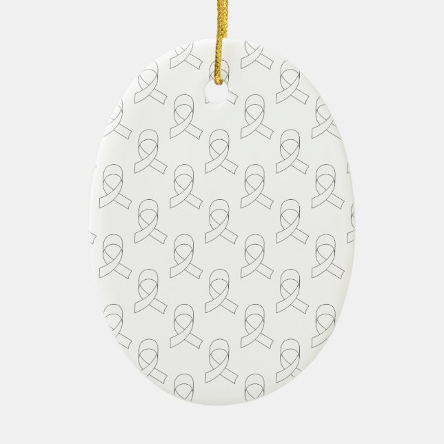 White Ribbon Pattern Ceramic Ornament (Front)