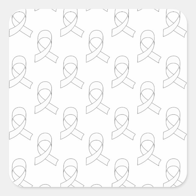 White Ribbon Pattern Square Sticker (Front)