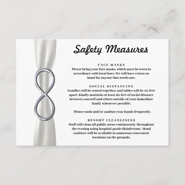 White Ribbon Silver Infinity Safety Measures Enclosure Card (Front)