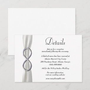 White Ribbon Silver Infinity Wedding Details Enclosure Card
