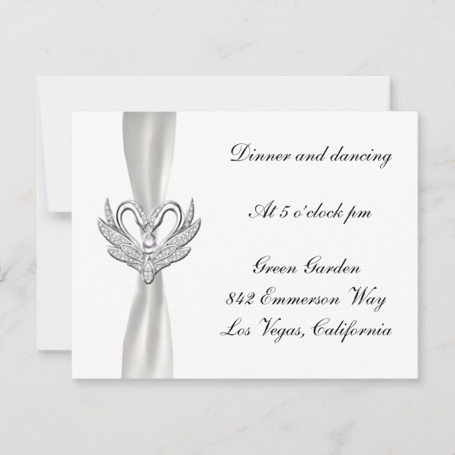 White Ribbon Silver Swans Reception Card (Front)
