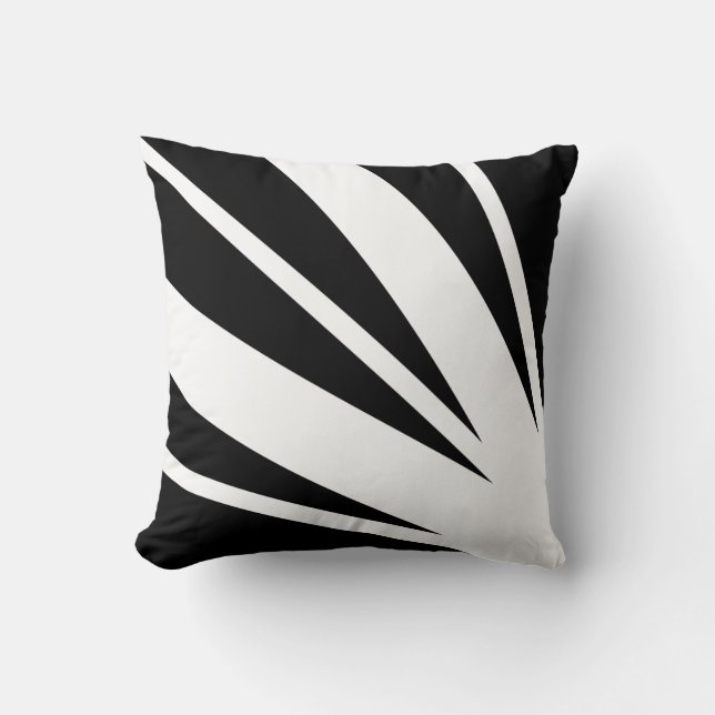 White Ribbon Stripes On Black Throw Pillow (Front)