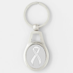 White Ribbon Support Awareness Keychain
