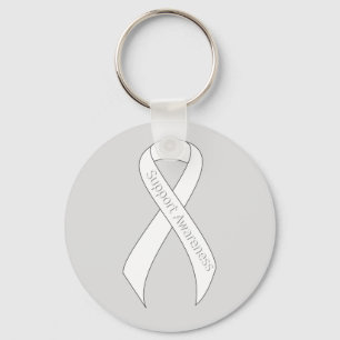 White Ribbon Support Awareness Keychain