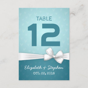 White Ribbon Wedding Seating Place Table Number