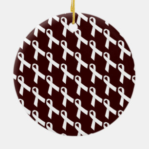 White Ribbons Ceramic Ornament