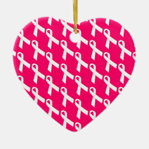 White Ribbons Ceramic Ornament