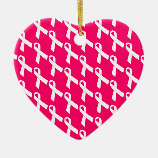 White Ribbons Ceramic Ornament (Front)