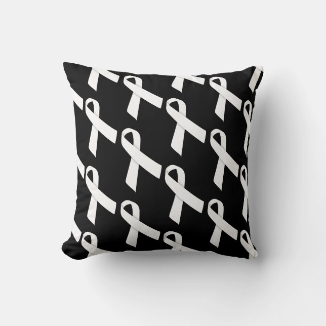 White Ribbons Throw Pillow (Front)