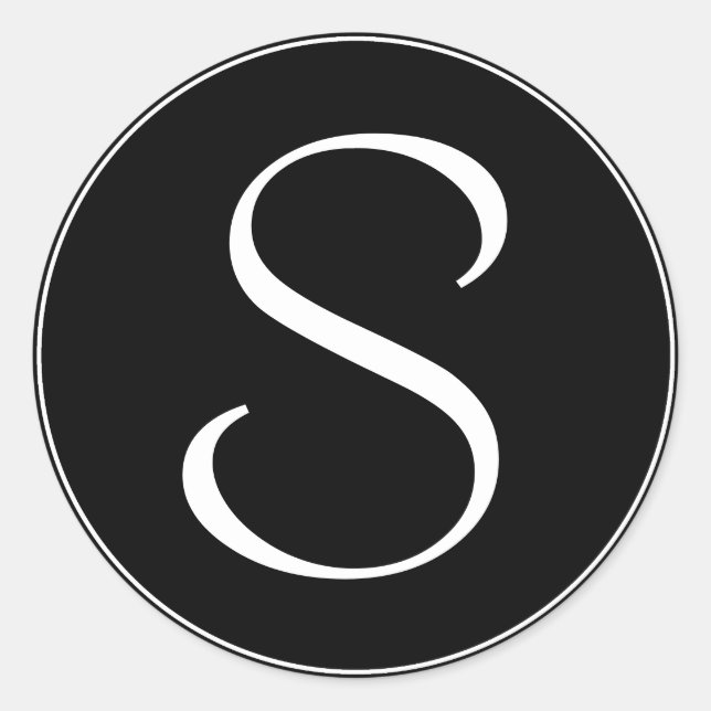 White Ring BT Black Monogram Classic Round Sticker (Front)