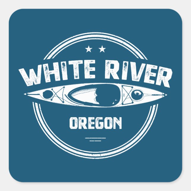 White River Oregon Kayak Square Sticker (Front)