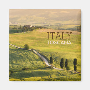 White road in Tuscany landscape text magnet