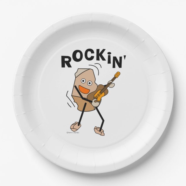 White Rockin' Guitar Paper Plate (Front)