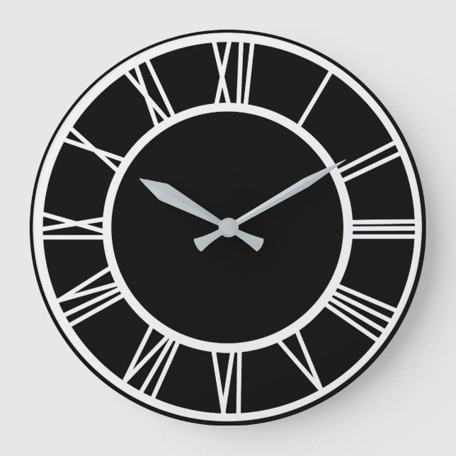 White Roman Numbers in Circle Clock Face Clock (Front)