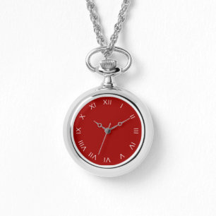 White Roman Numbers On Red wacnt Watch