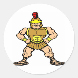 White Roman Spartan Warrior Classic Round Sticker