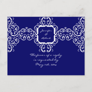 White Romance Monogram RSVP Postcard