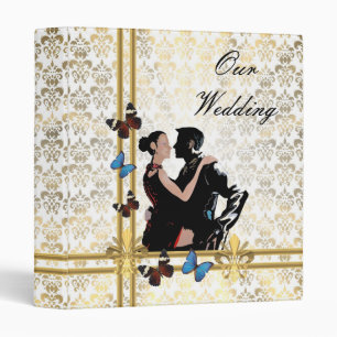 White romantic damask lace wedding album binder