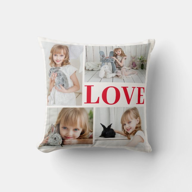 White Romantic Love Valentine's Day Photo Throw Pillow (Front)