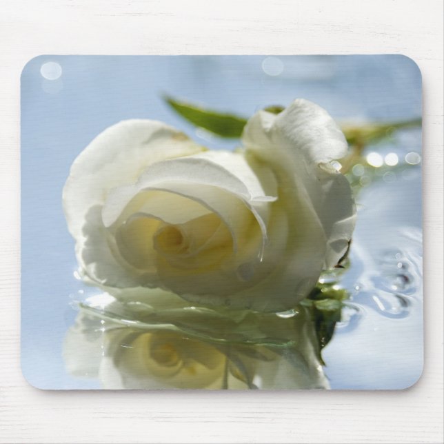 white romantic rose mouse pad (Front)