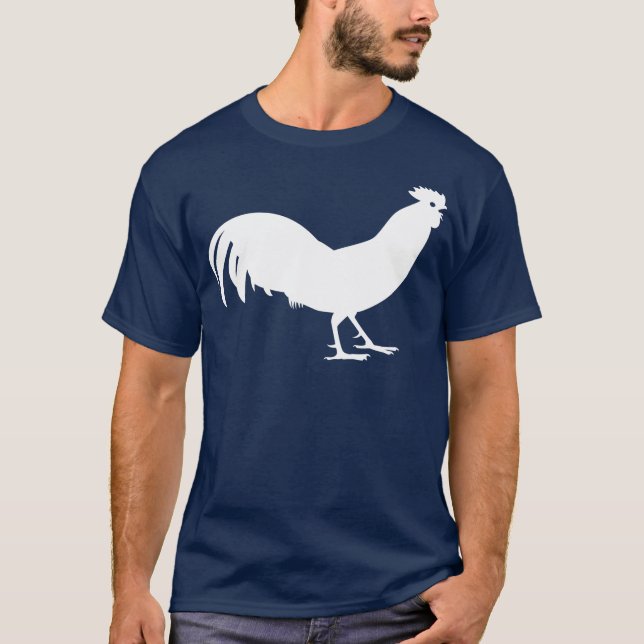White Rooster Bird Print T-Shirt (Front)
