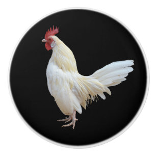 WHITE ROOSTER* CERAMIC KNOB