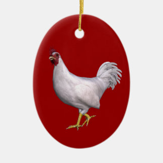 White Rooster Ceramic Ornament