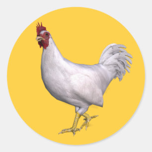 White Rooster Classic Round Sticker