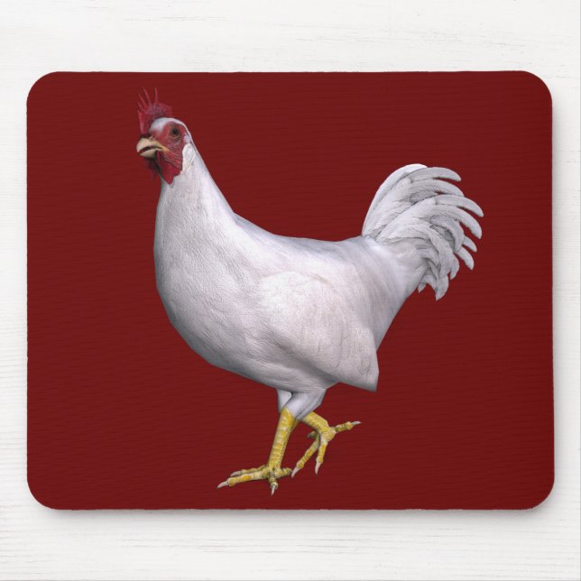 White Rooster Mouse Pad (Front)
