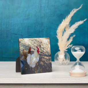 White Rooster With His Hen, Plaque