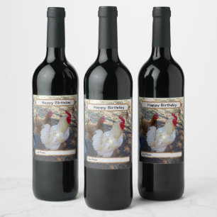 White Rooster With His Hen, Wine Label