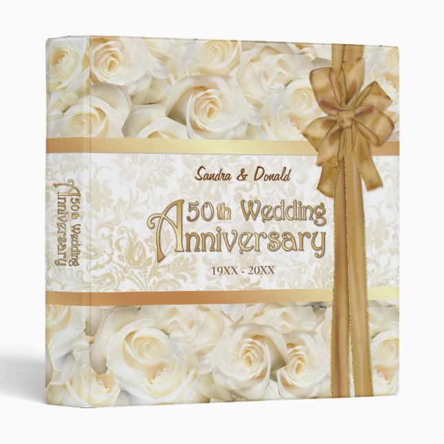 White Rose 50th Wedding Anniversary Binder (Front/Spine)