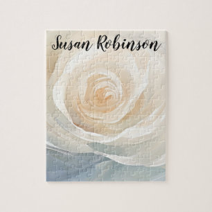 White rose abstract flower painting jigsaw puzzle