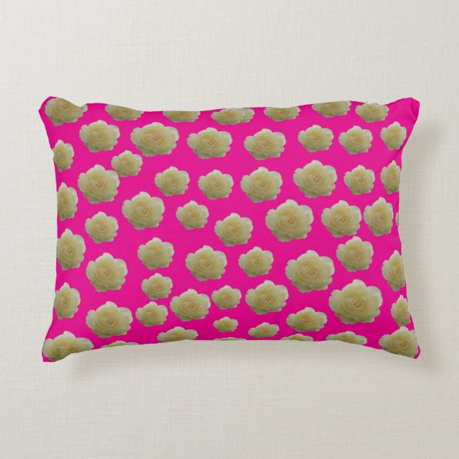 WHITE ROSE ACCENT PILLOW (Front)