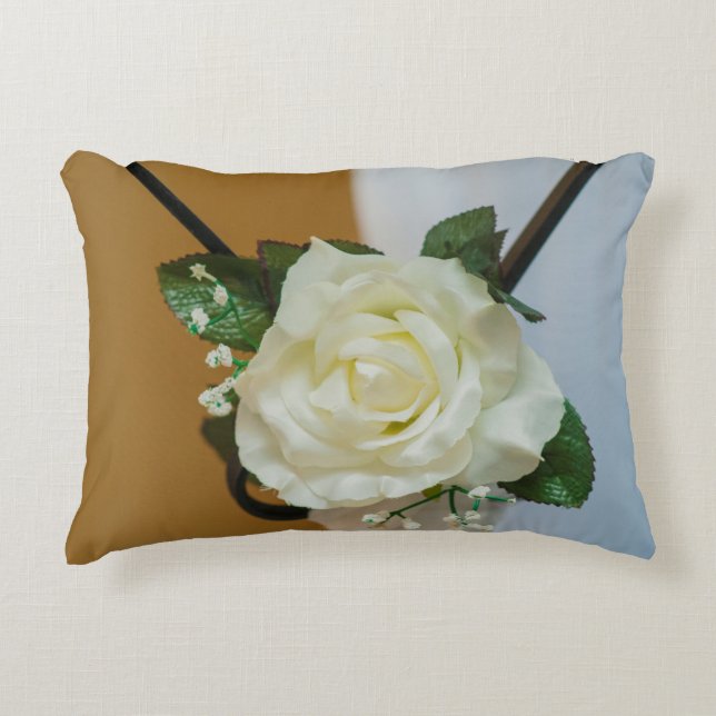 White rose accent pillow (Front)