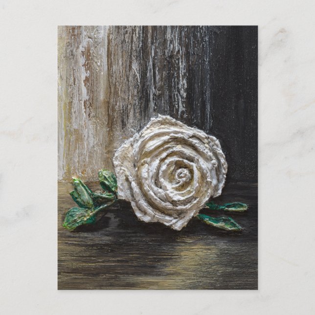 White Rose Acrylic Painting  Postcard (Front)