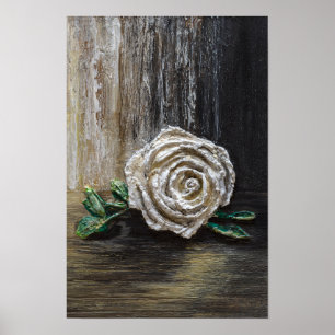 White Rose Acrylic Painting  Poster