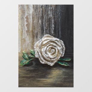 White Rose Acrylic Painting  Window Cling